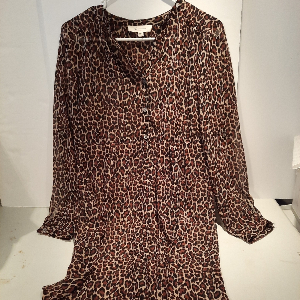 Taru Vince Camuto Leopard Print Button-Up Dress Size S